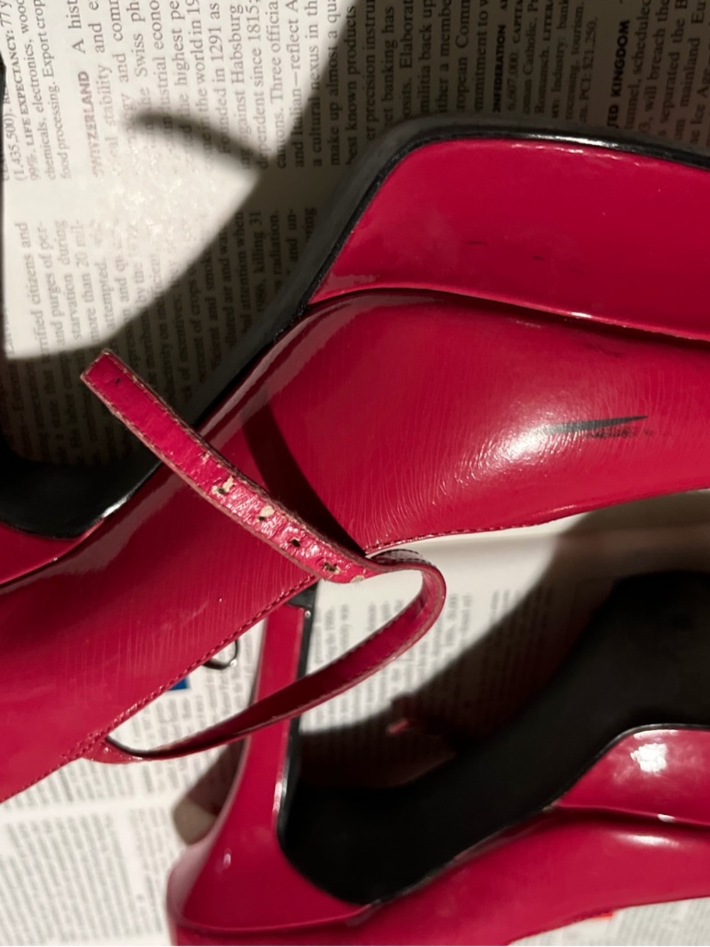 Michael Kors Hot Pink Patent Leather Peep-Toe Heels with Ankle Strap - Picture 2 of 6